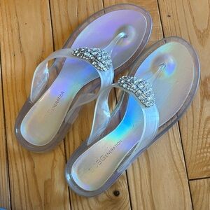 BCBGeneration Holographic Sandals with Rhinestone Accents